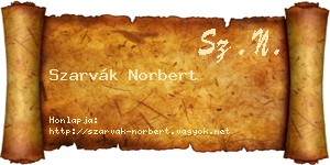 Szarvák Norbert névjegykártya